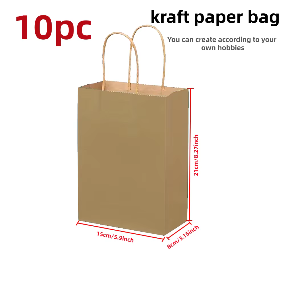 Sac en papier kraft brun avec poignée, réutilisable pour les entreprises, les courses, les anniversa