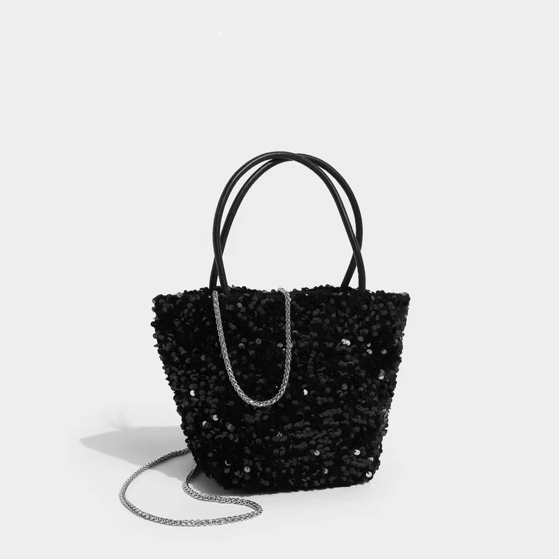 XMESSUN Nouveau sac seau à paillettes pour femmes, sac à bandoulière à chaîne tendance pour femme, s