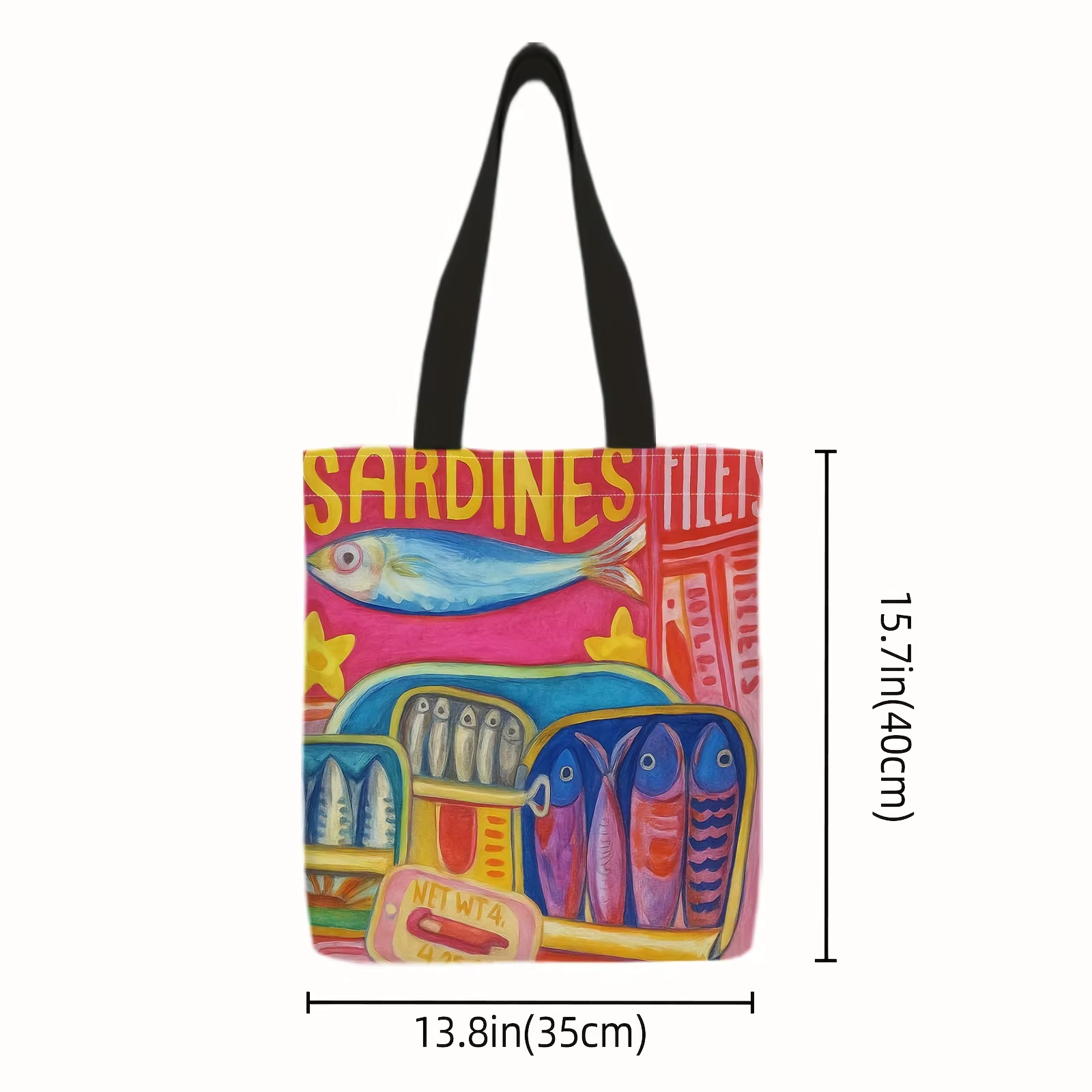 Sac durable au design boîte de conserve de sardines, idéal pour les sorties à la plage, les visites 