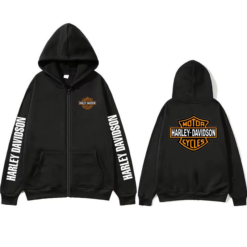 Sweat à capuche Harley Davidson 2026 pour homme, imprimé, avec fermeture éclair, pour le sport en pl