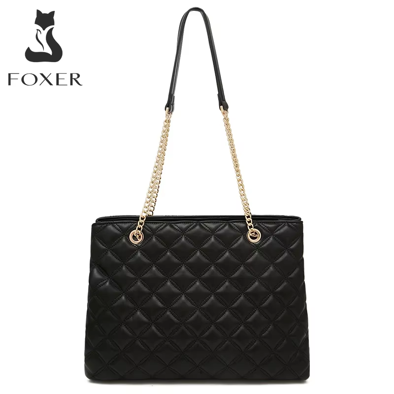 FOXER femmes mode matelassé sac à bandoulière femme classique sous les bras sac Vintage dame Simple 