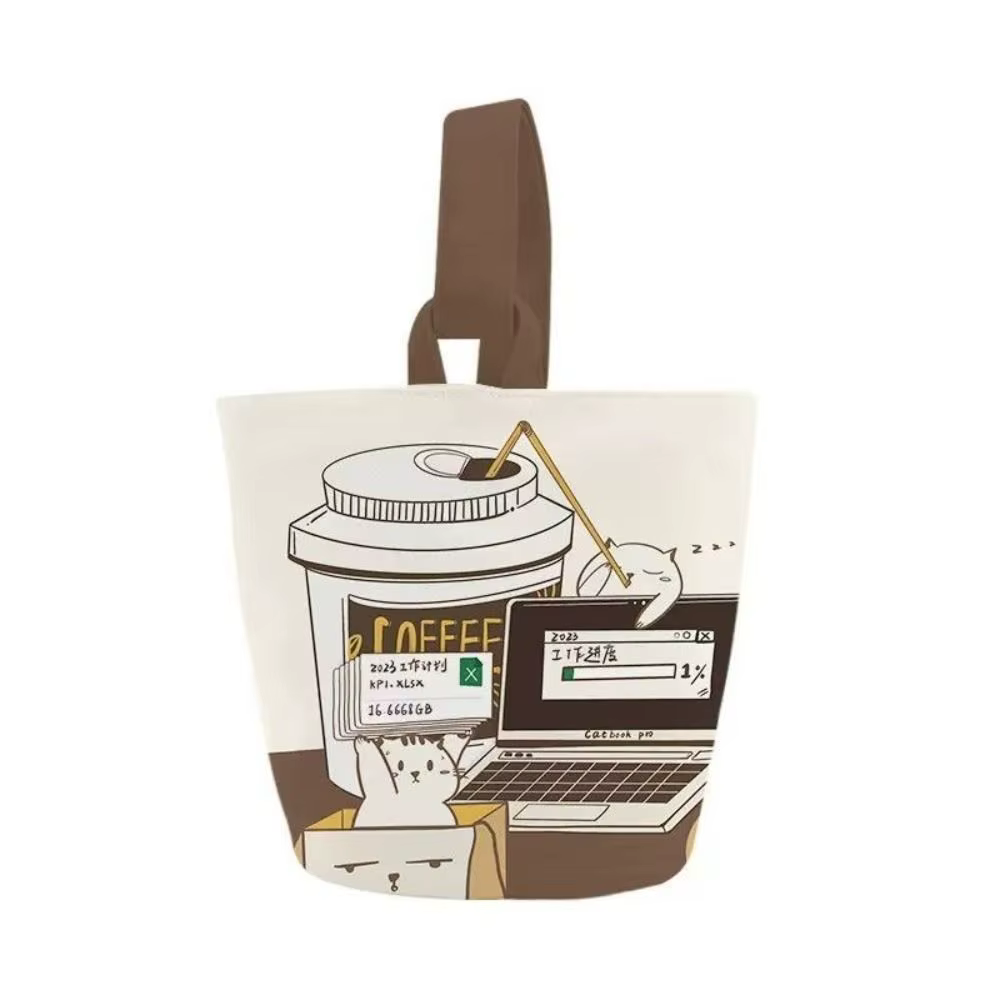 Grande capacité dessin animé café chat seau sac toile sac à main Style coréen momie sac sacs à provi