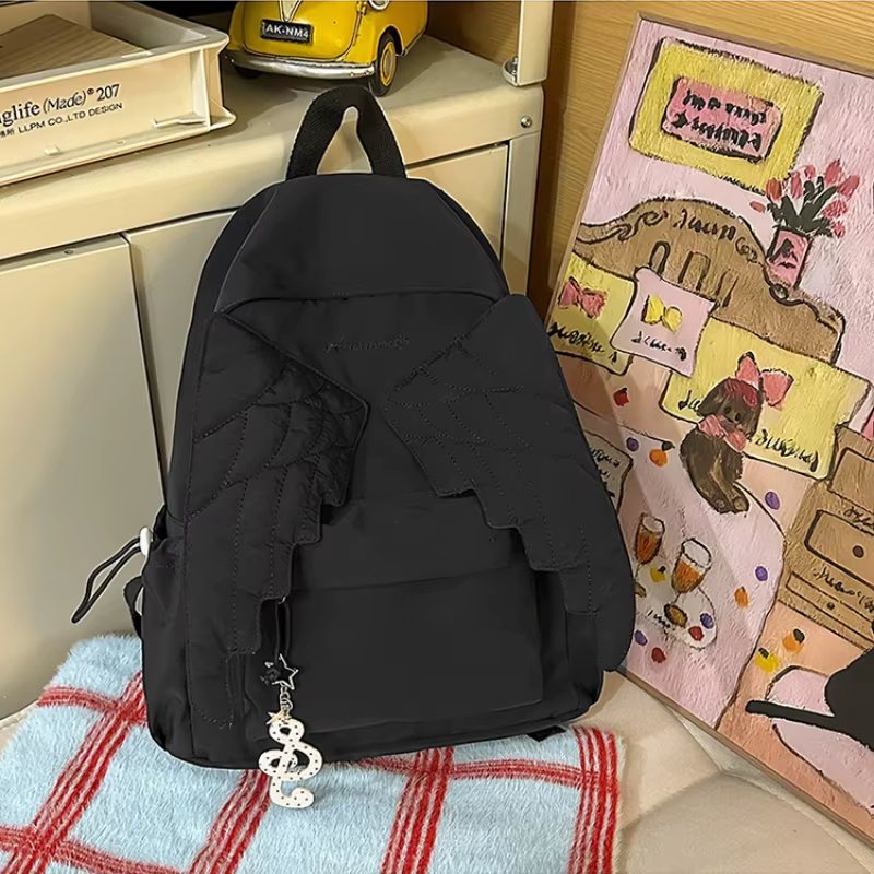 Sac à dos ailes d'ange pour filles, sac d'école à la mode pour étudiantes, sac de livre de grande ca