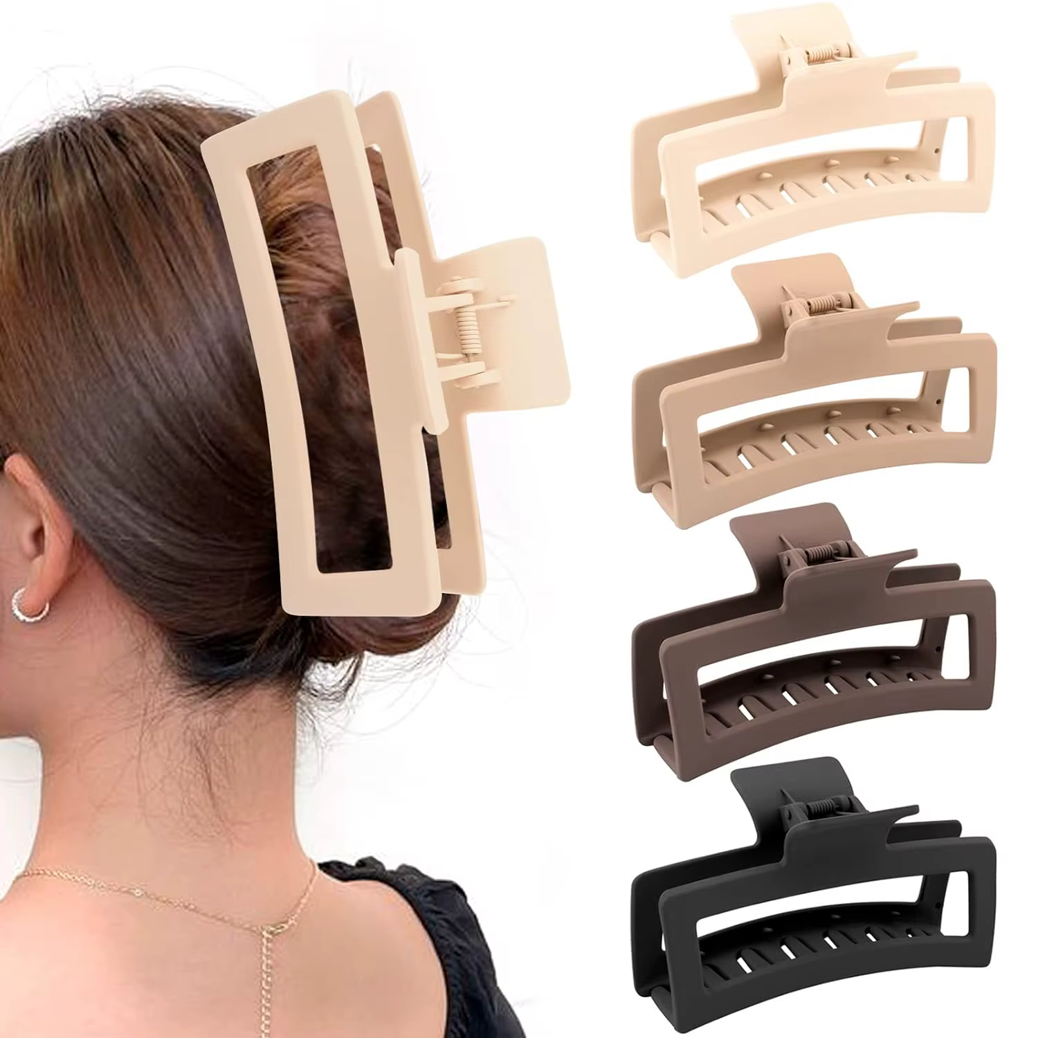 Pinces à griffes extra larges de 5 pouces pour cheveux épais et longs, paquet de 4 pinces à griffes