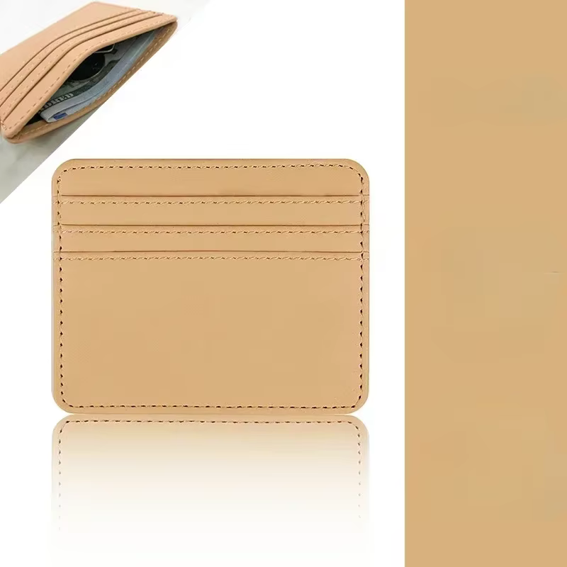 Porte-carte d'identité en cuir Pu, couleur bonbon, portefeuille mince multi-fentes pour femmes et ho