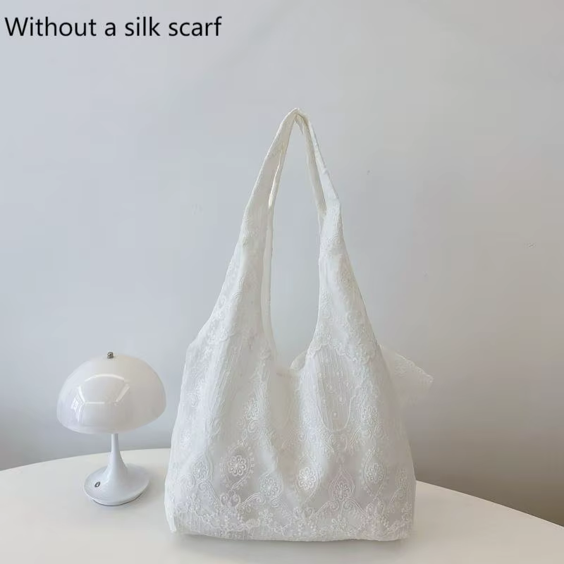 Fourre-tout en toile de fleurs de dentelle fraîche d'inspiration coréenne, grand sac à main à la mod