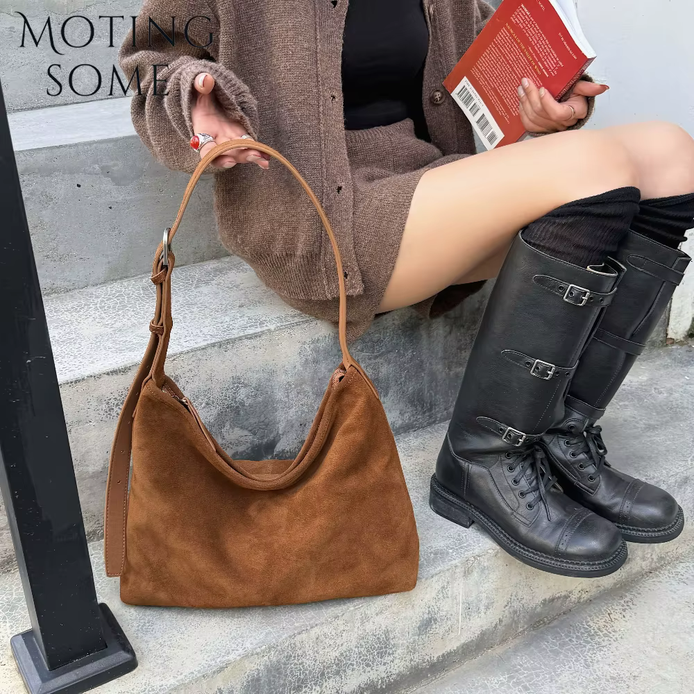 Motingsome naturel doux daim femme sacs grande capacité sac à main grand sous les bras sac de messag