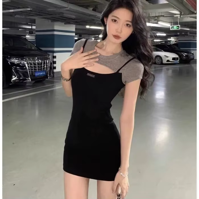 Mini-jupe tendance pour femme, robe moulante sexy au design rétro haut de gamme, robes courtes aminc