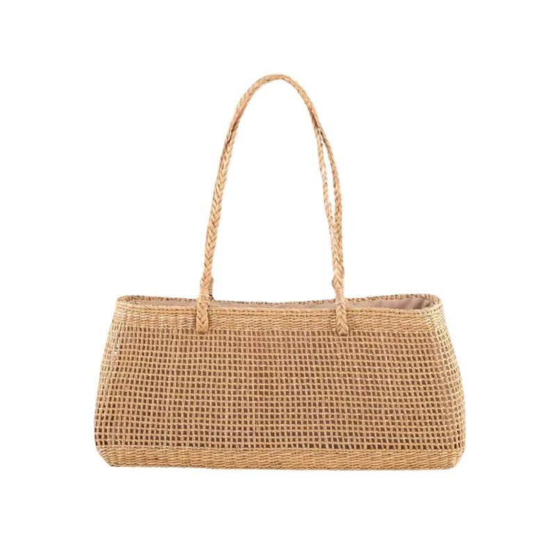 Sac à bandoulière panier de paille de grande capacité pour femmes, sac de plage creux d'été pour vac