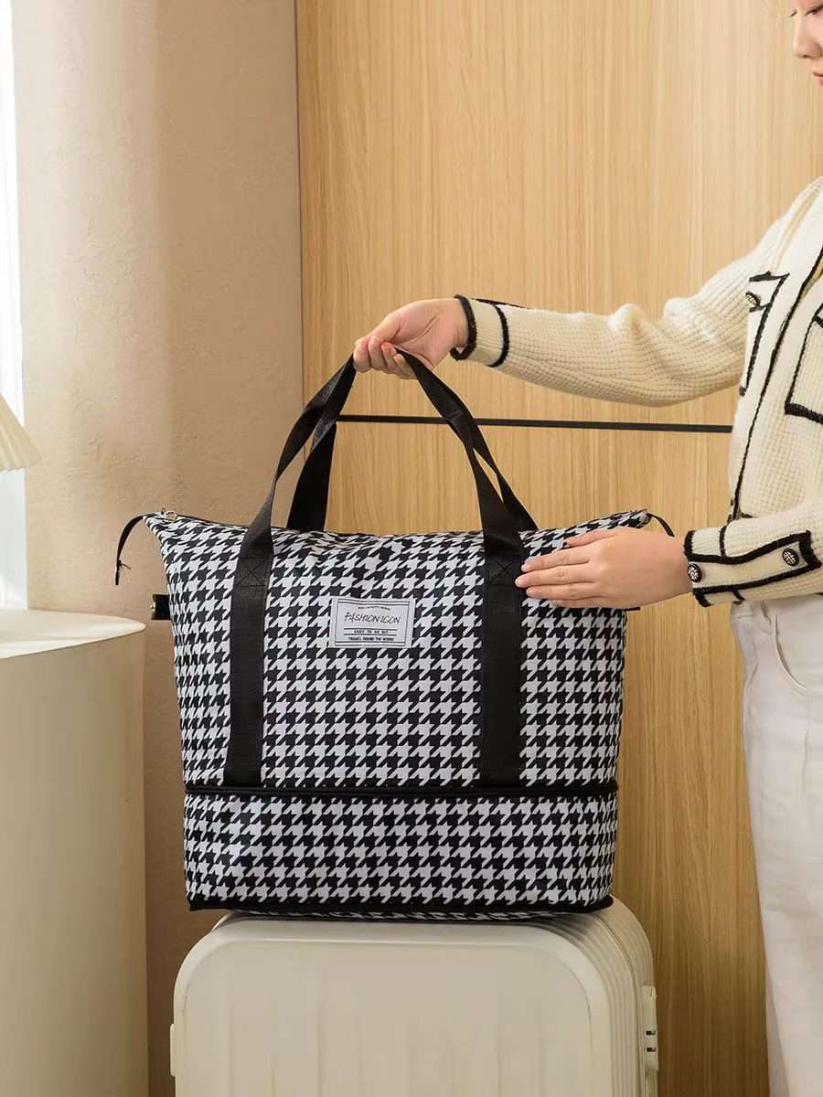 Sac de voyage à main à motif imprimé tendance, grande capacité, extensible, multifonctionnel, pliabl