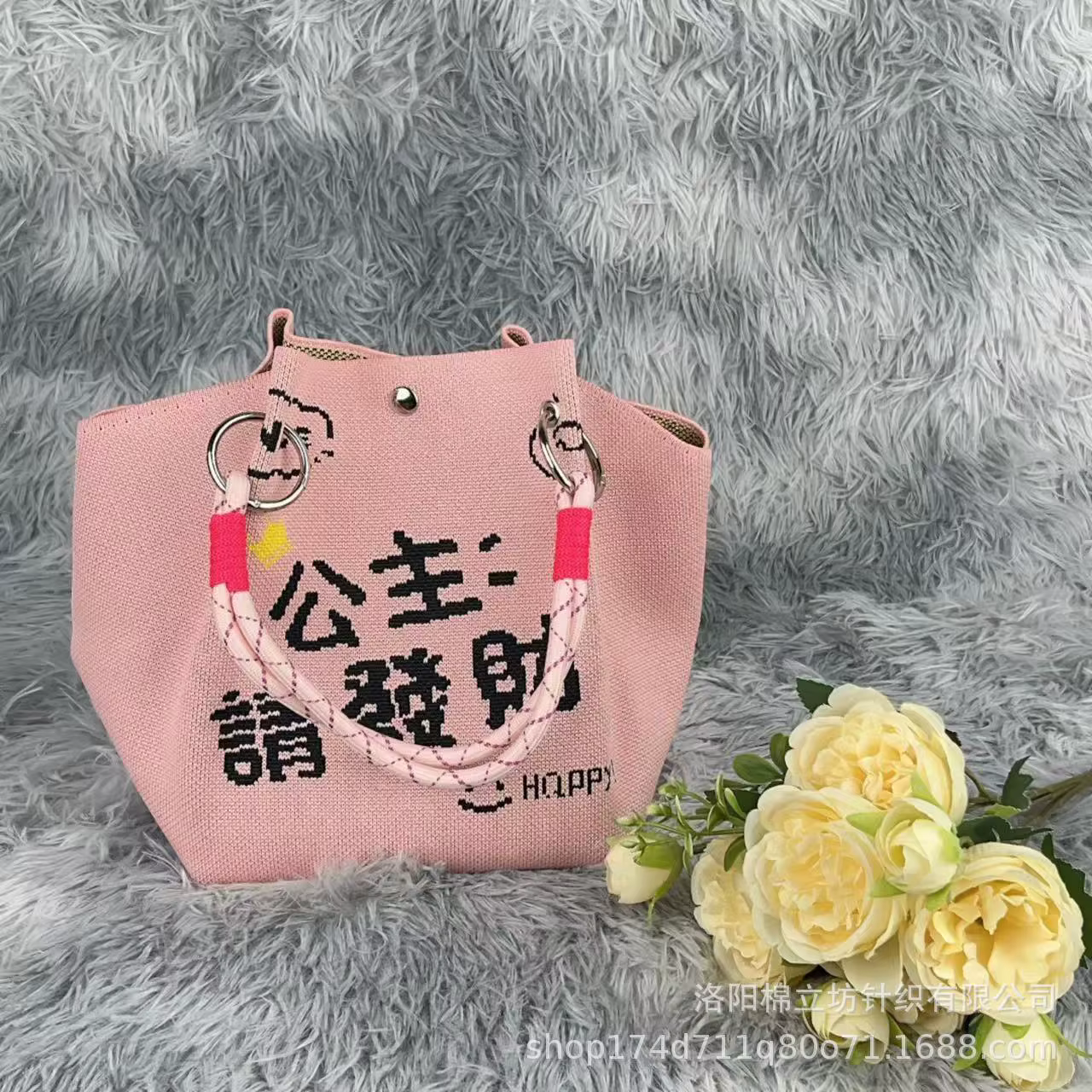 Style coréen tricoté corde noeud sac à main décontracté polyvalent petit sac en tissu sac de rangeme