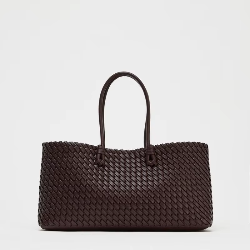 ÉLONGATED WOVEN SHOPPER BAG Sac fourre-tout à poignée supérieure à la mode, sacs à main à bandoulièr