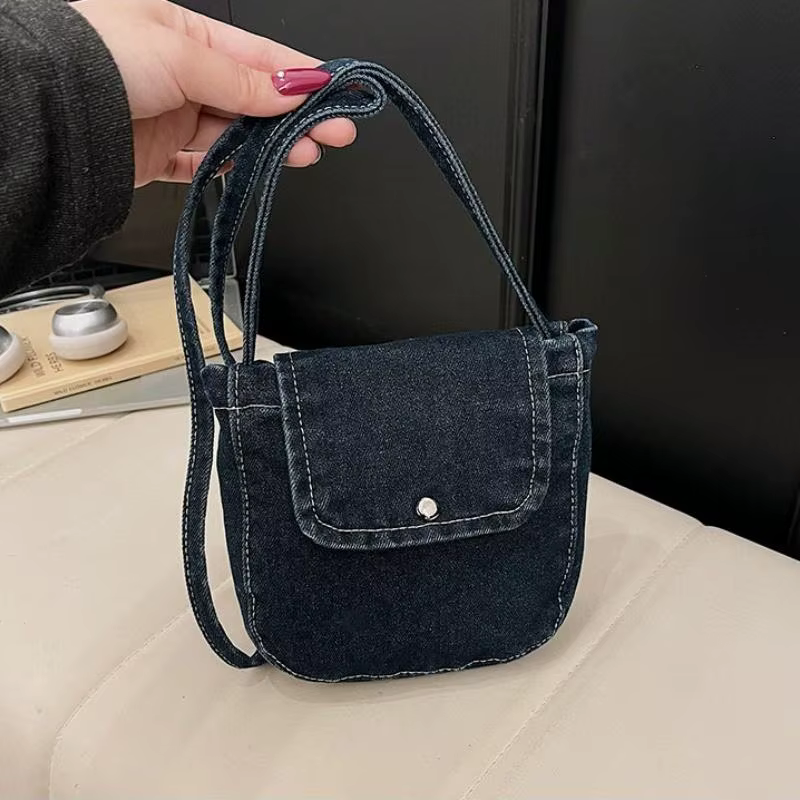 Sac à bandoulière en jean tendance pour femme – Sac à main polyvalent et décontracté pour le quotidi