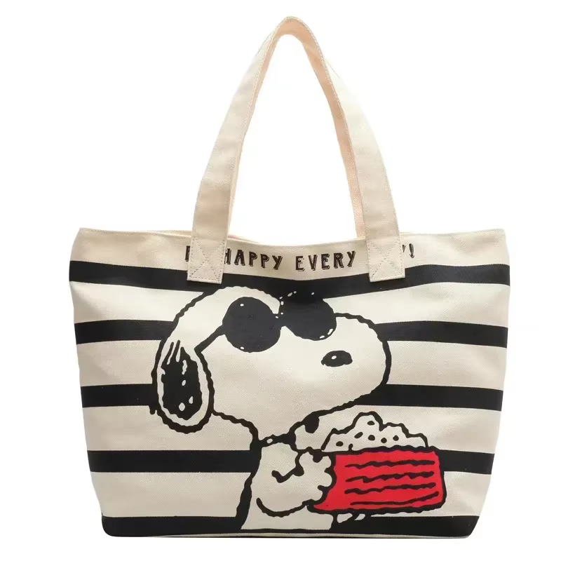 Sac fourre-tout en toile grande capacité Snoopy Cartoon, sac à la mode pour mamans, sac à livres mig