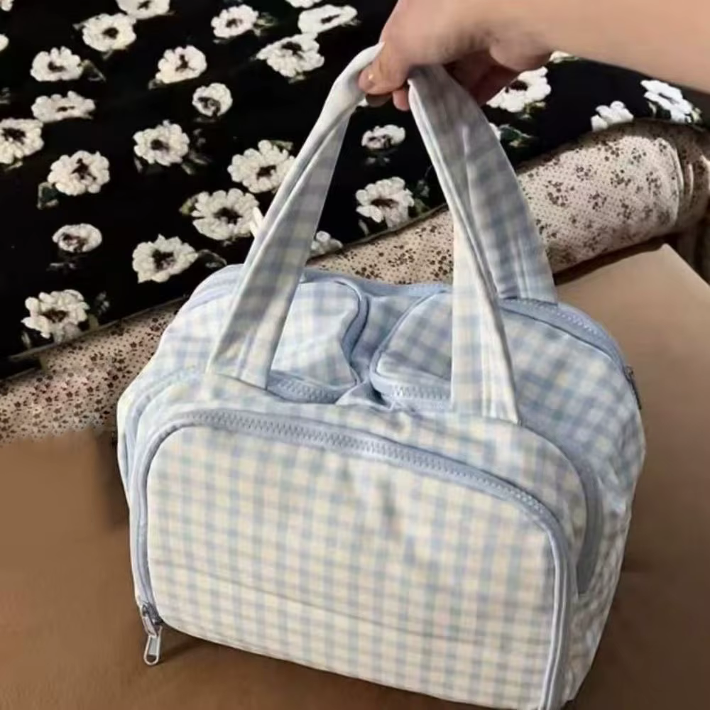 Sac à cosmétiques multi-poches avec fermeture éclair, poignée confortable, trousse de toilette de vo