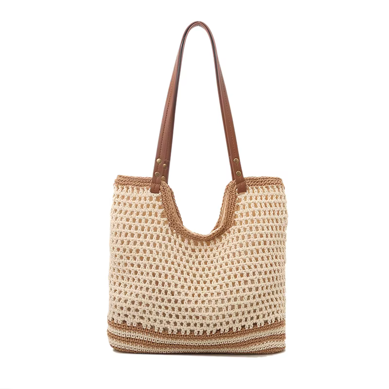 Tissu Patchwork grande capacité sacs à bandoulière été nouveau 2025 mode femmes sacs évider vacances
