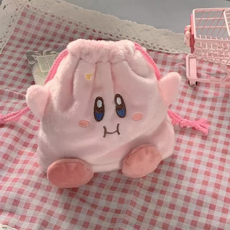 Star Kirby sac de rangement Peluche sac cosmétique mignon doux Portable cordon poche Kawaii Kirby de