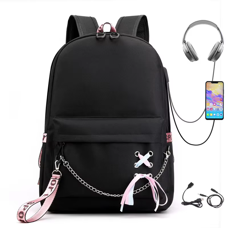 Sac à dos scolaire pour étudiants, tendance, sac à dos de voyage, chargeur USB, sac pour ordinateur 