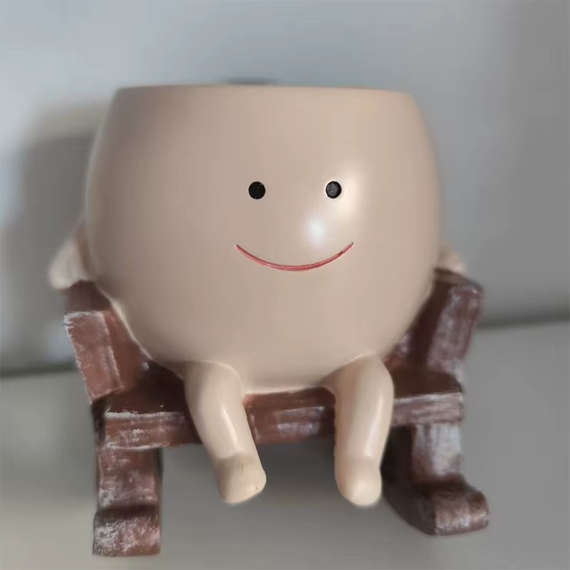 Mini fauteuil à bascule en forme de visage souriant, pot de fleurs créatif, jardinière à succulentes