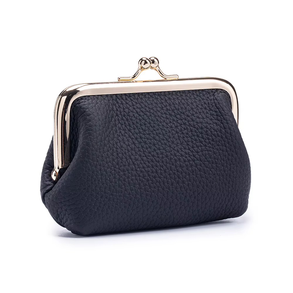 Mini portefeuille Kiss-lock en cuir véritable, porte-monnaie Compact de marque de luxe avec fentes p