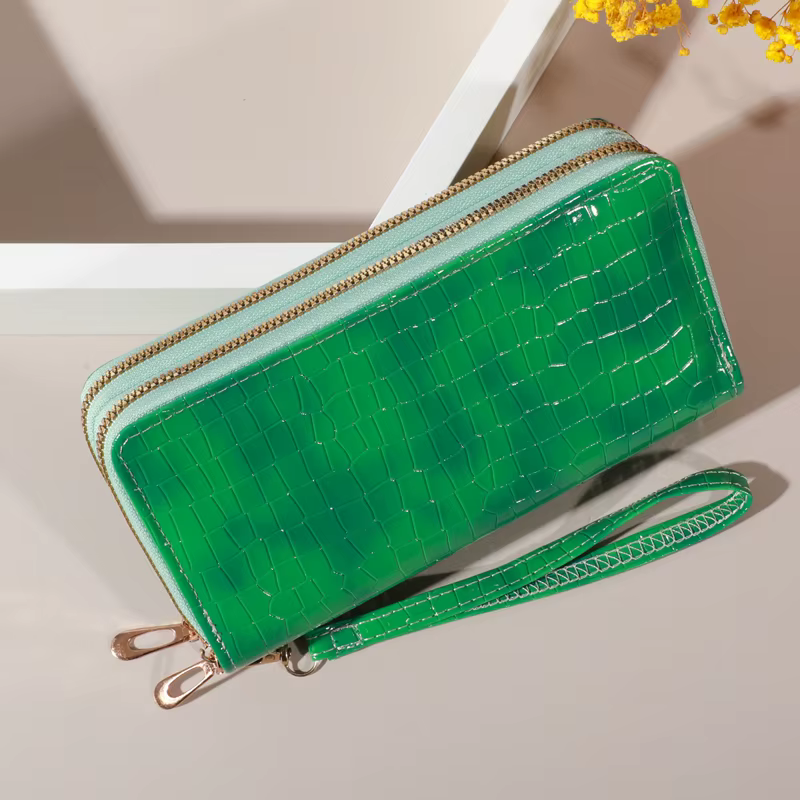 Portefeuille d'embrayage double couche vintage chic - Porte-monnaie et bracelet rétro à fermeture éc
