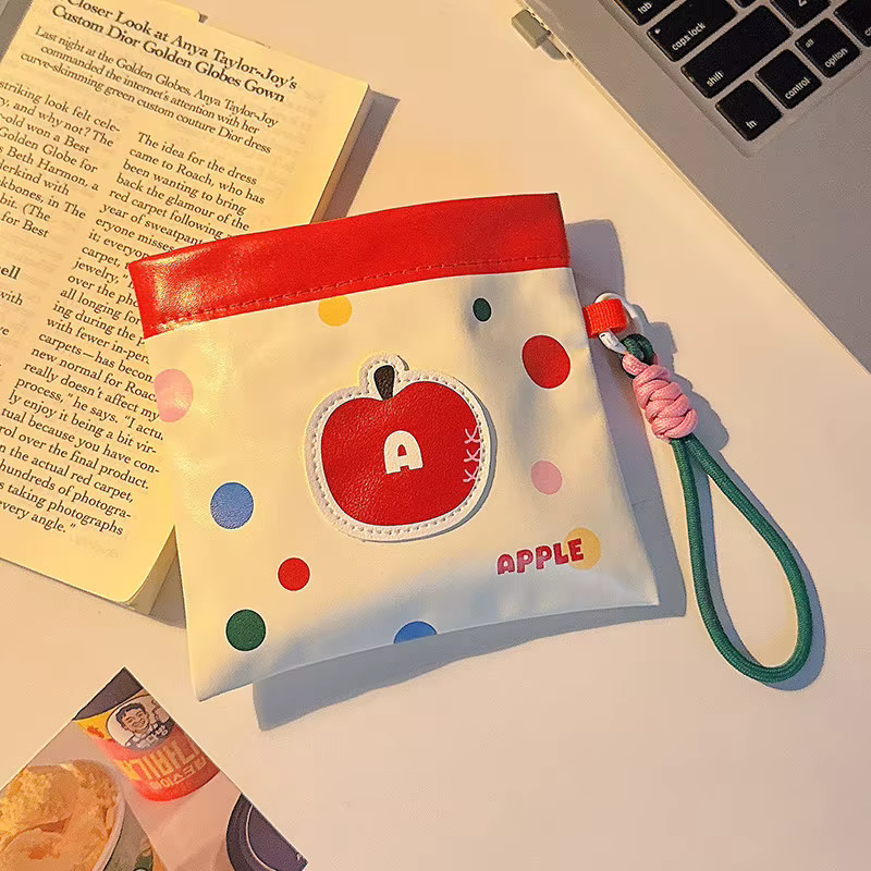 Pochette de maquillage Dopamine PU avec sangle tressée, pour ranger les tampons, le rouge à lèvres, 