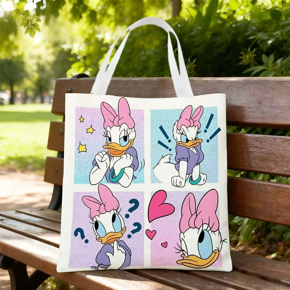 1 paquet de sacs fourre-tout imprimés Donald Duck, sacs de courses réutilisables, adaptés à un usage
