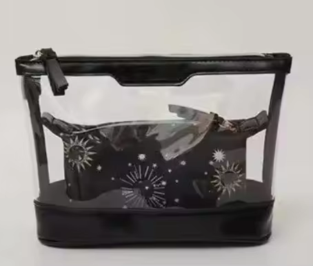 Sac fourre-tout et trousse de toilette en PVC transparent bleu Marcus avec sac intérieur pour femmes