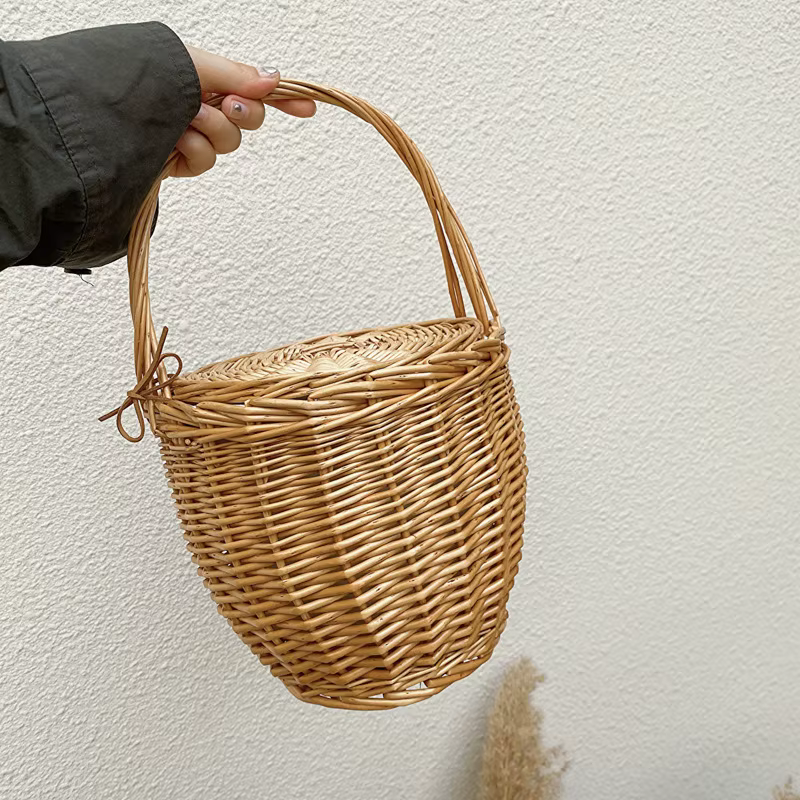 Sac cabas en osier pour femme, sac de plage d'été en rotin naturel, sacs à main tissés à la main, no