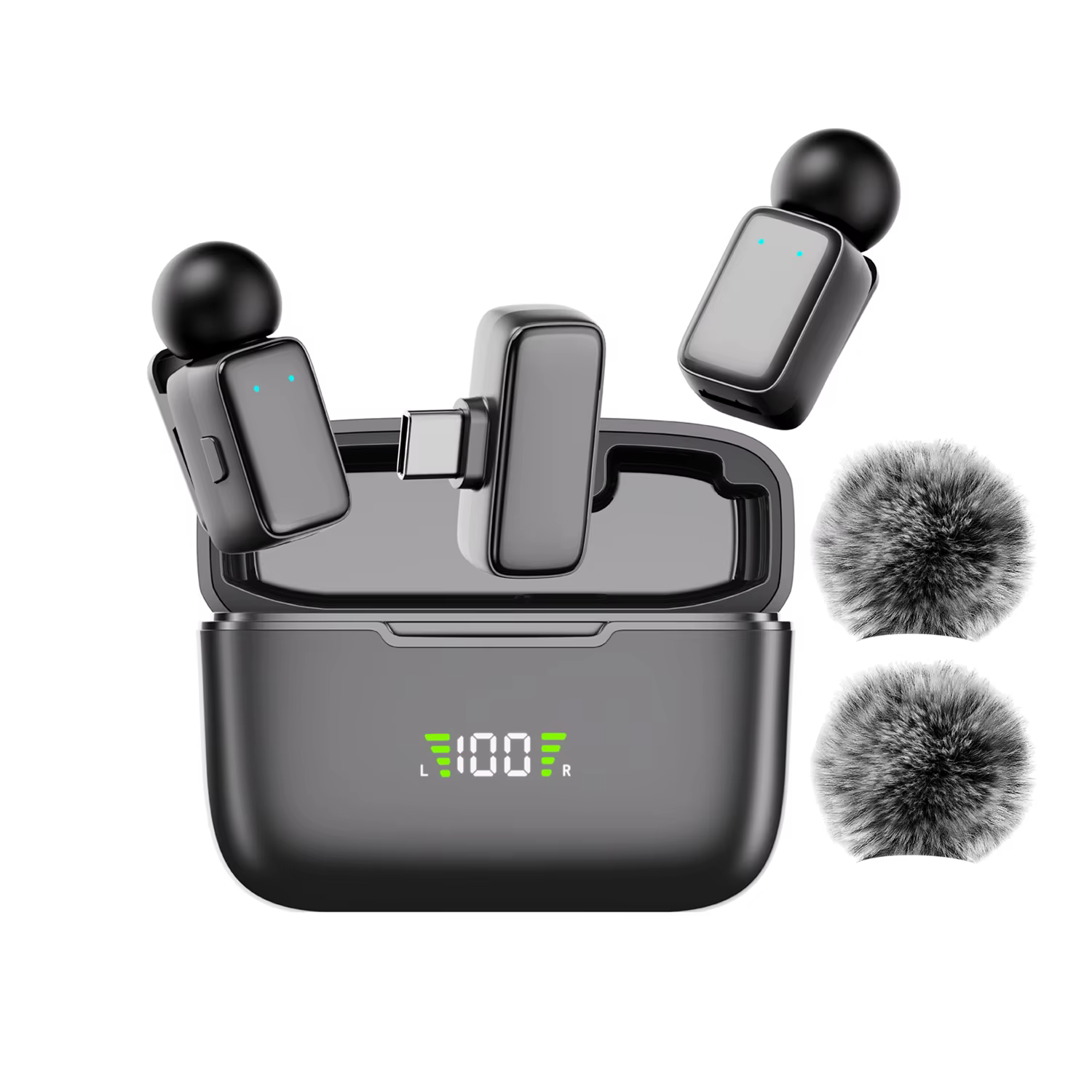 Microphone cravate sans fil portable mini avec étui de chargement, Plug & Play, pour l'enregistremen