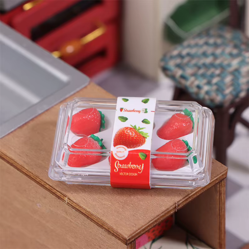 Mini supermarché pour maison de poupée, modèle de fruits et légumes avec boîte transparente, décorat