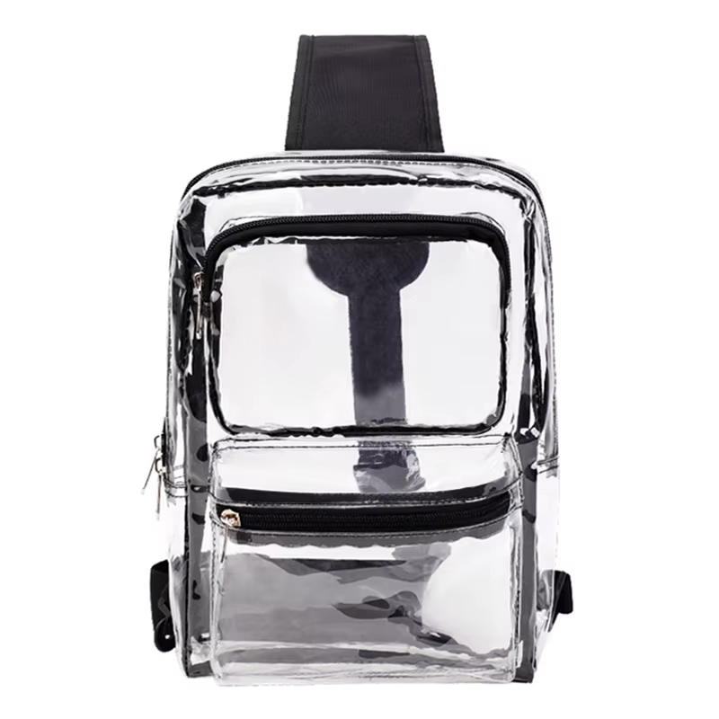 Sac de poitrine transparent en PVC TINYAT, trois poches, facile à passer à travers les points de con