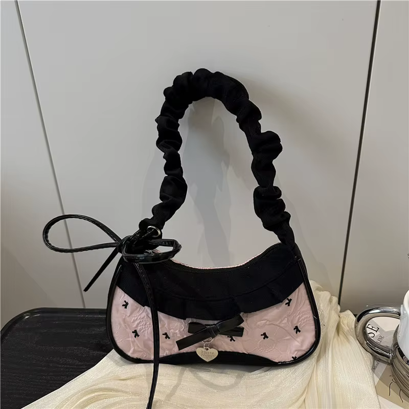 Sacs à bandoulière en dentelle pour femmes, imprimés de nœuds, couleur contrastée, sacs sous les bra