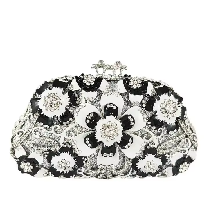 Mini sacs à main en cristal blanc pour femmes, pochette de soirée à fleurs, sac à main de mariage, p