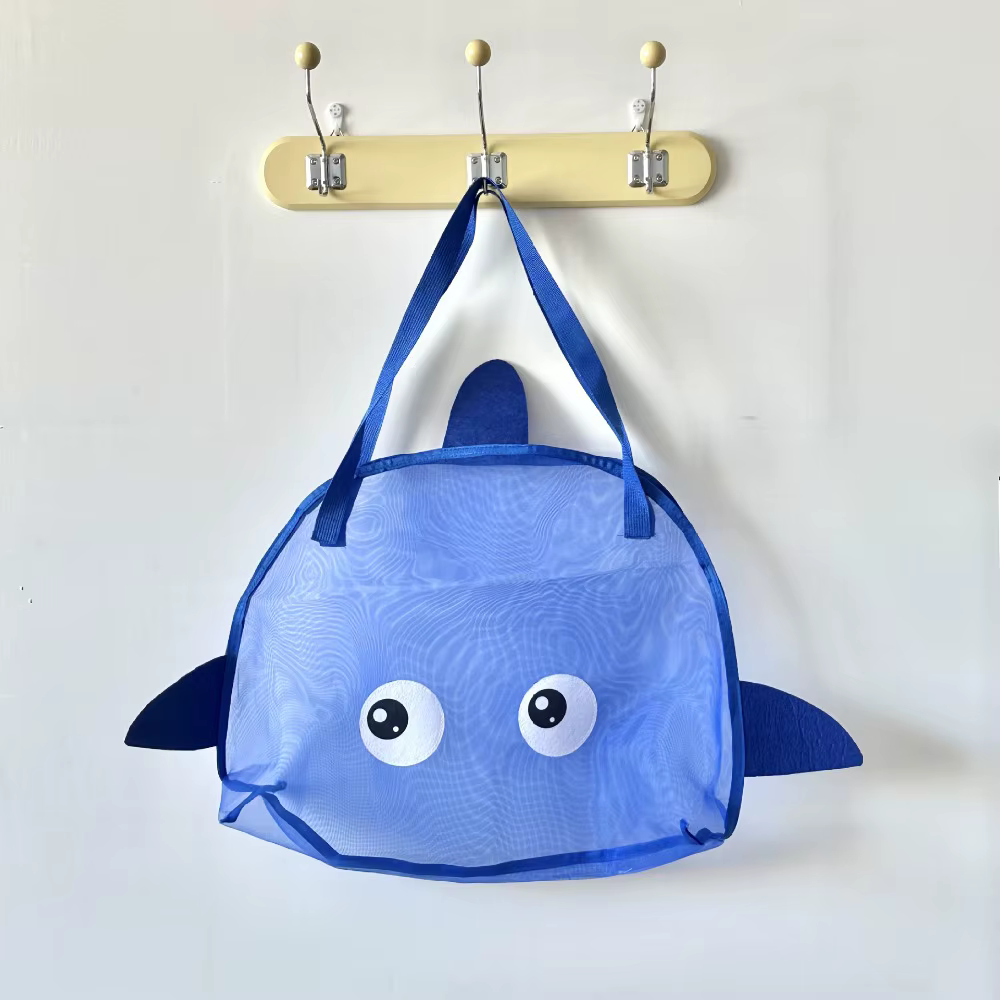 Sac de plage d'été grande capacité, sac en filet à motif de dessin animé, sac en filet portable lége
