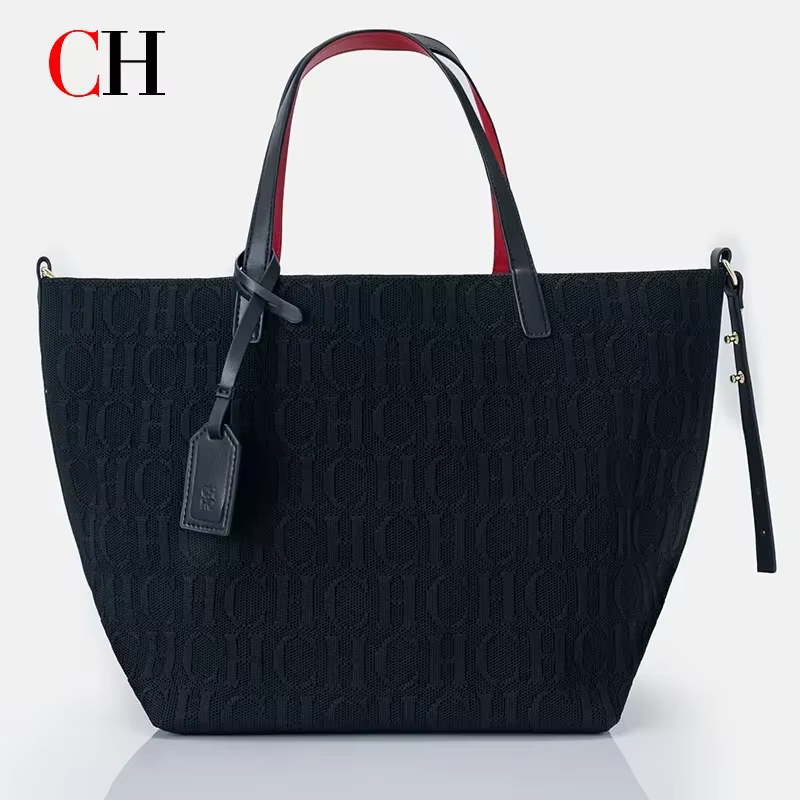 Sac fourre-tout CH de marque, sac tissé volanté, style vintage, couleur unie, grande capacité, multi