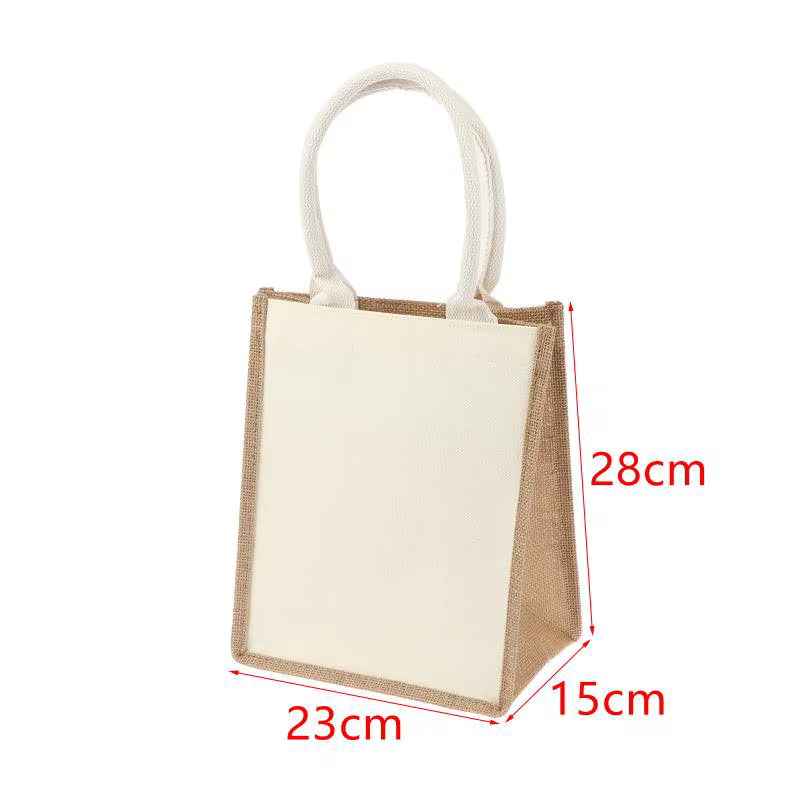 Sacs de courses en jute portables et réutilisables, sacs de plage d'été avec poignées, sacs de cours