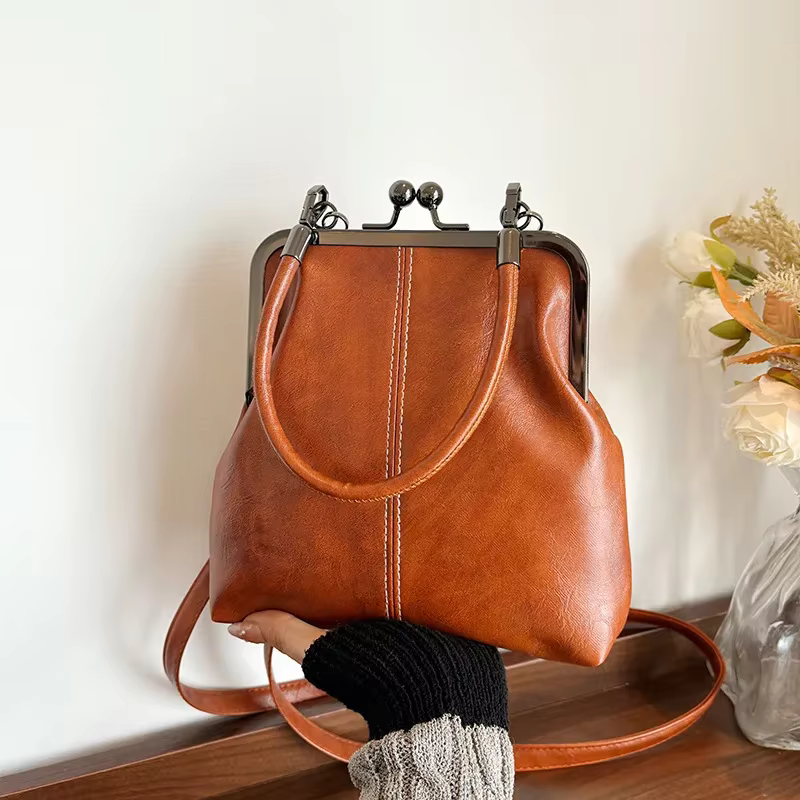 Sac à main pour femme de style vintage, marron, polyvalent, sac à bandoulière de créateur, sac à mai