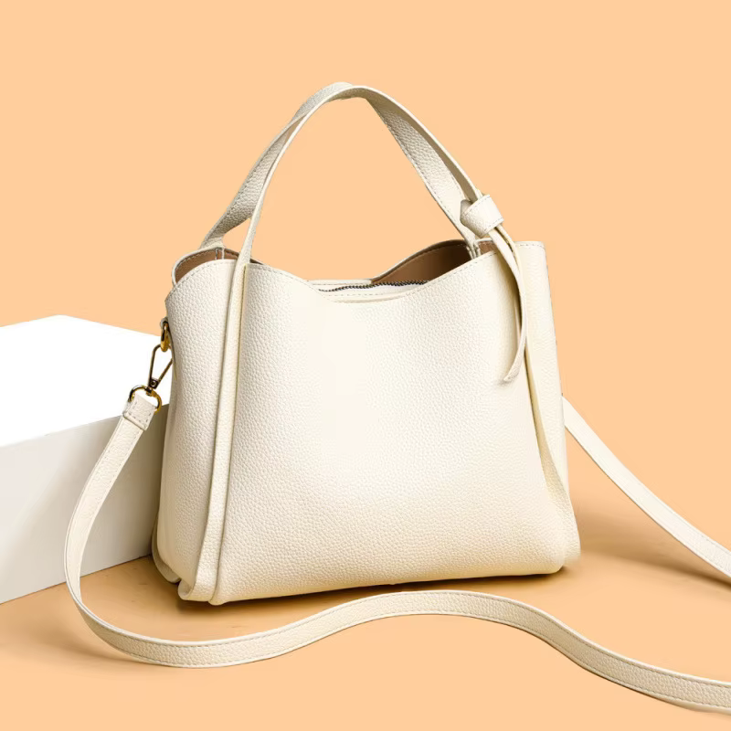 Sac à bandoulière en cuir souple pour femme, style panier, sac à main vintage rétro, sac fourre-tout