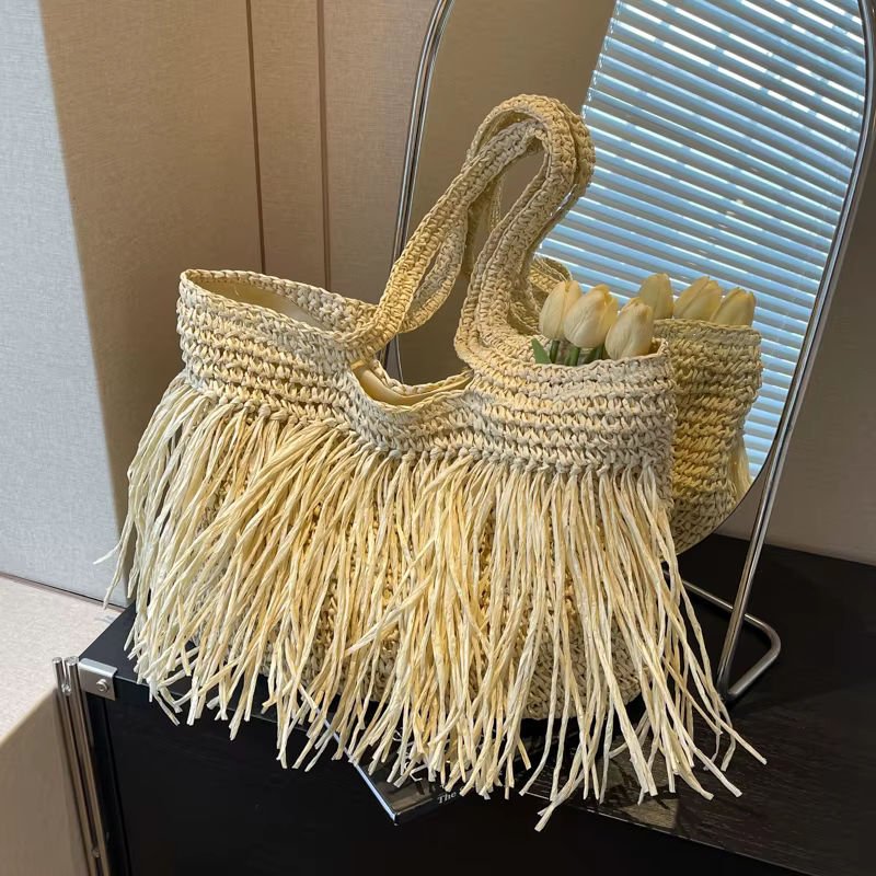 Sacs de plage en paille pour femmes, tendance 2026, sacs à main et pochettes d'été en rotin faits à