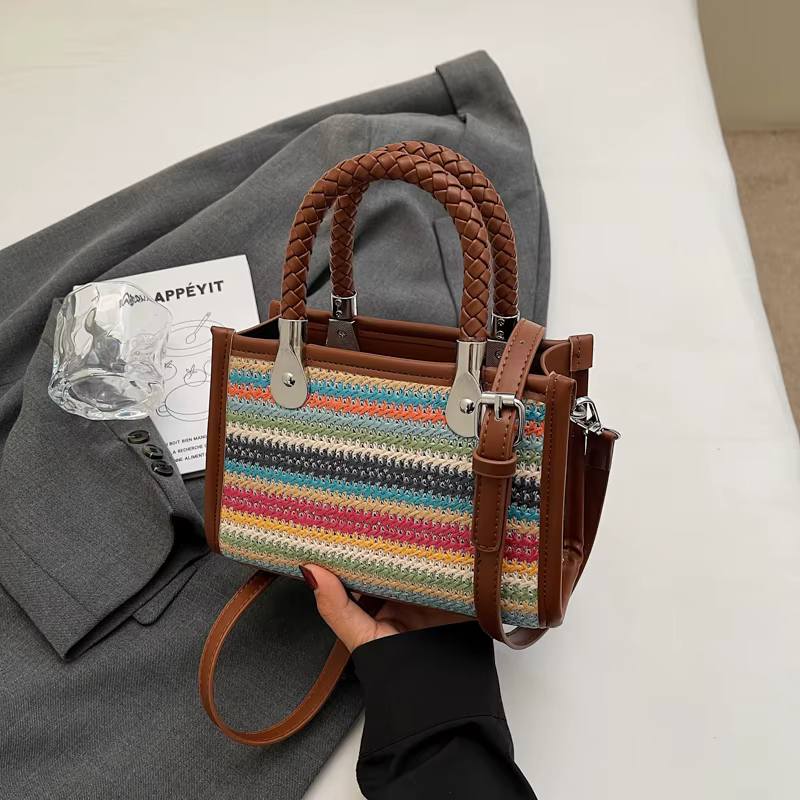 Sac à bandoulière de styliste pour femmes, sac à main tissé à la mode, petits sacs à bandoulière car