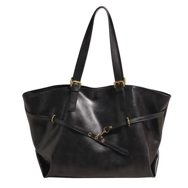 Sac fourre-tout Vintage marron de grande capacité, décor avec boucle en métal, sacs à bandoulière dé