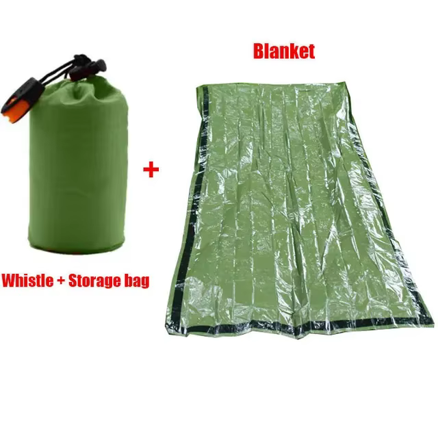 Kit de tente de survie d'urgence pour 2 personnes, tente tubulaire en Mylar, sac de couchage, couver