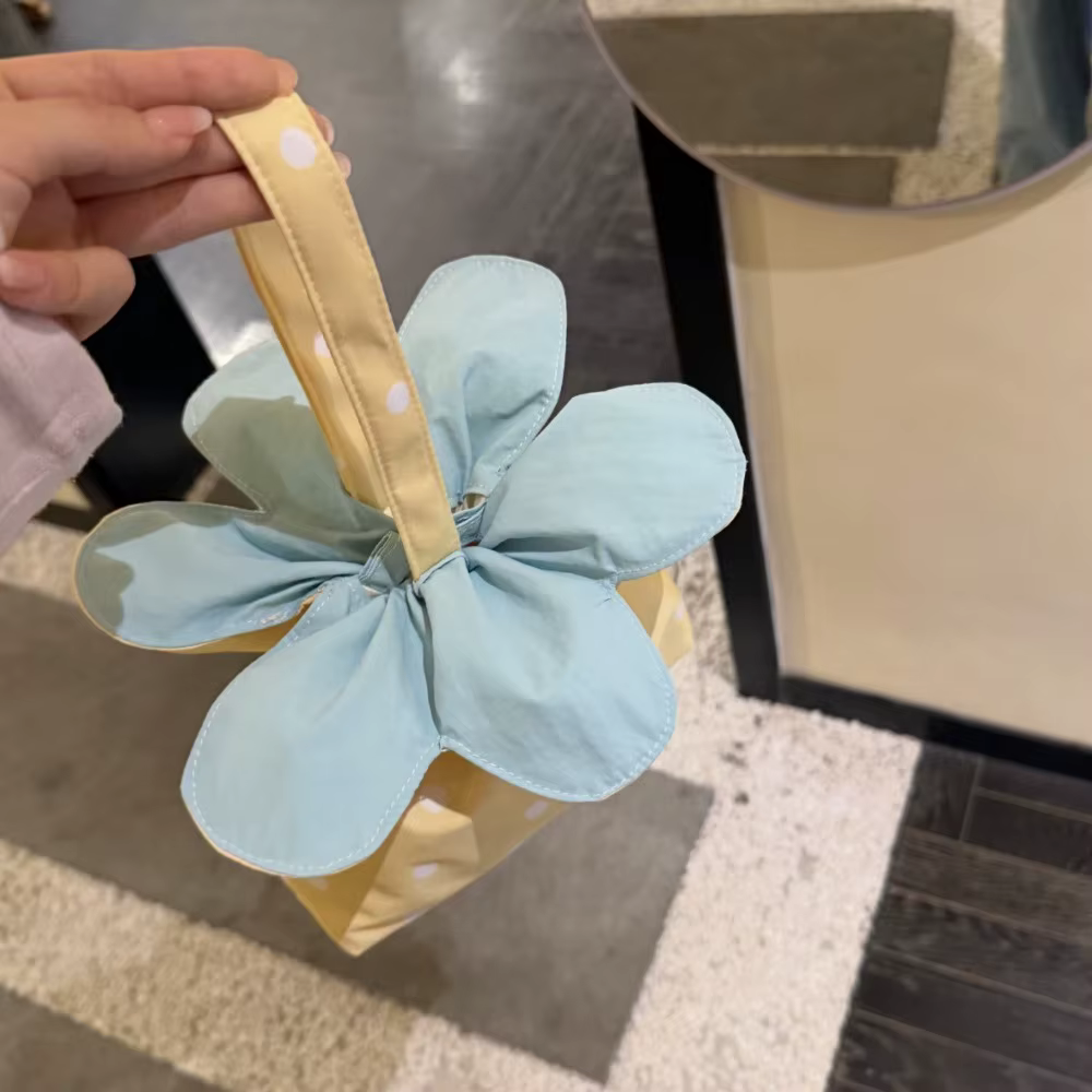 Sac bandoulière à cordon de serrage motif fleur, style coréen, à carreaux, avec étoiles scintillante