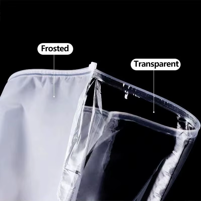 Sacs transparents givrés à fermeture éclair, pochette de rangement auto-scellée en PE pour vêtements