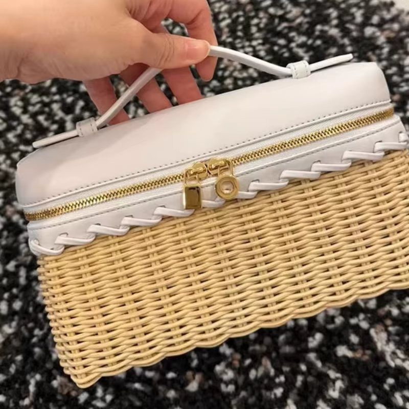 Mini sac à main épaule bandoulière boîte en rotin sac cosmétique tissé en bambou