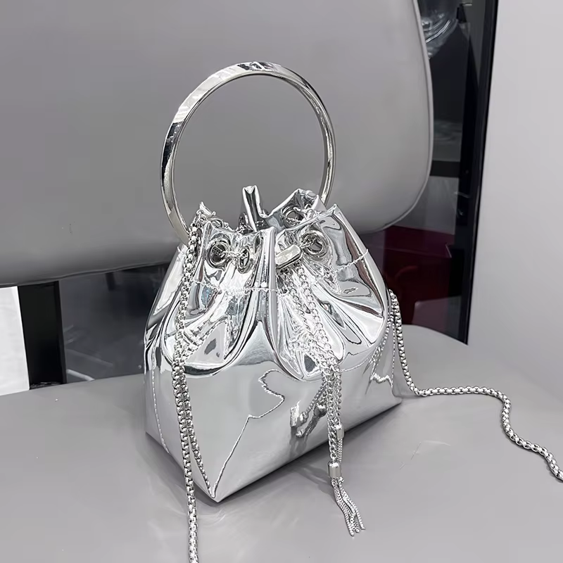 Sac à main de soirée de luxe pour femme, pochette de créateur, sac seau à bandoulière, sac à chaîne,