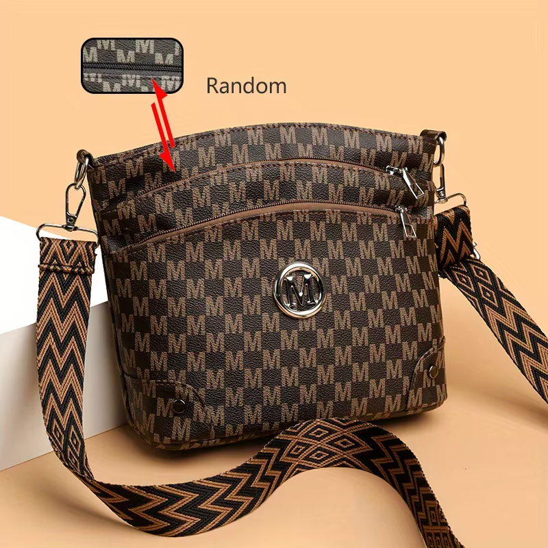 Sac à bandoulière élégant pour femmes avec badge «M», multi-poches, bandoulière réglable, sac à band