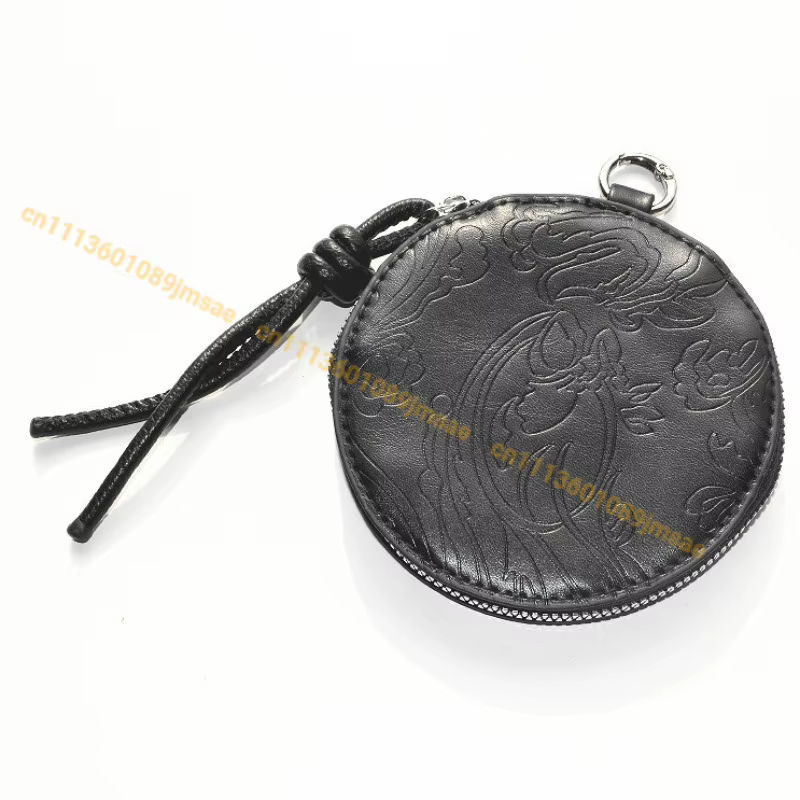 Pochette de rangement mini vintage gaufrée, porte-monnaie zippé en cuir PU noir, petit portefeuille 