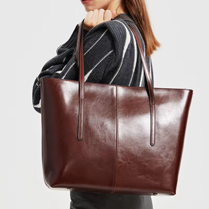 BURMINSA – sacs fourre-tout Vintage en cuir véritable pour femmes, sacs à main de luxe élégants pour